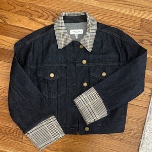 Rag & Bone Dark Denim Jacket with Plaid Details